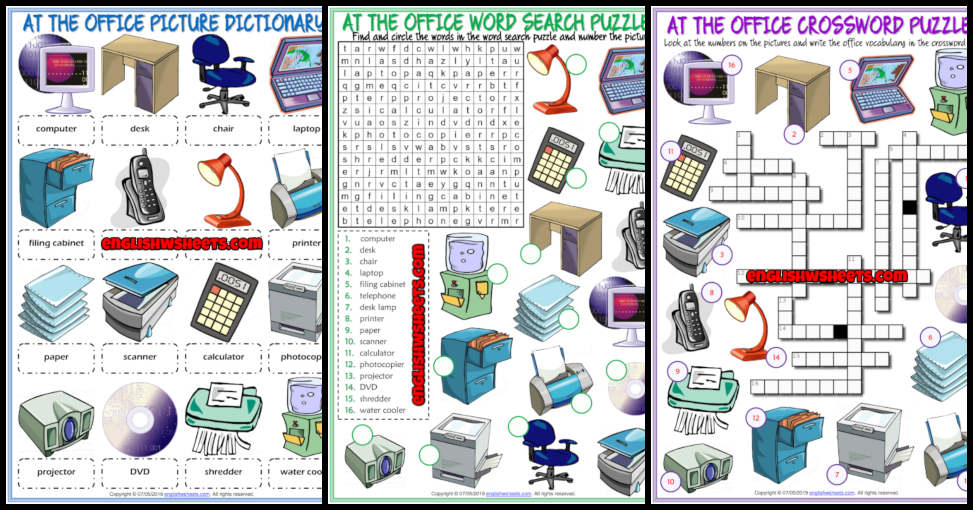 Office equipment vocabulary - Games to learn English