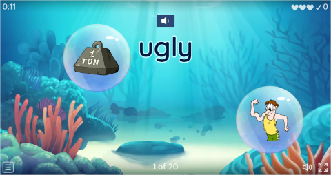 Opposite Adjectives ESL Vocabulary Flying Fruit Game