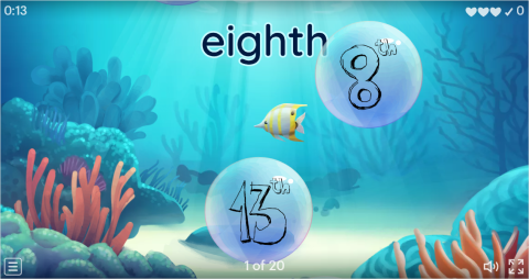 Ordinal Numbers ESL Vocabulary Flying Fruit Game