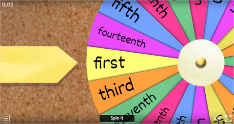 Ordinal Numbers Interactive Spin The Wheel Worksheet