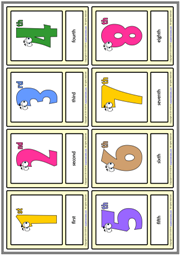 Ordinal Numbers ESL Printable Vocabulary Learning Cards
