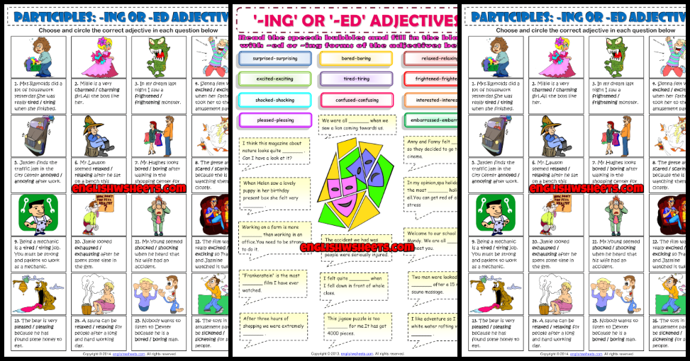 Participles As Adjectives Esl Worksheet