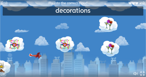 Parties ESL Vocabulary Airplane Game