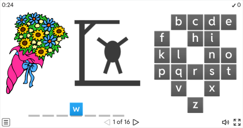 Parties Vocabulary ESL Interactive Hangman Game