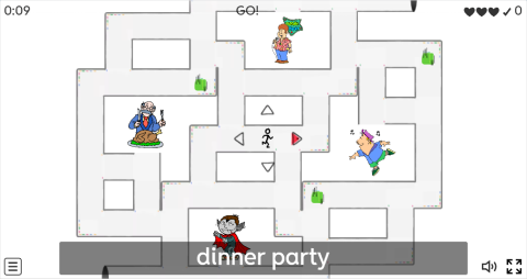 Party Types ESL Vocabulary Maze Chase Game