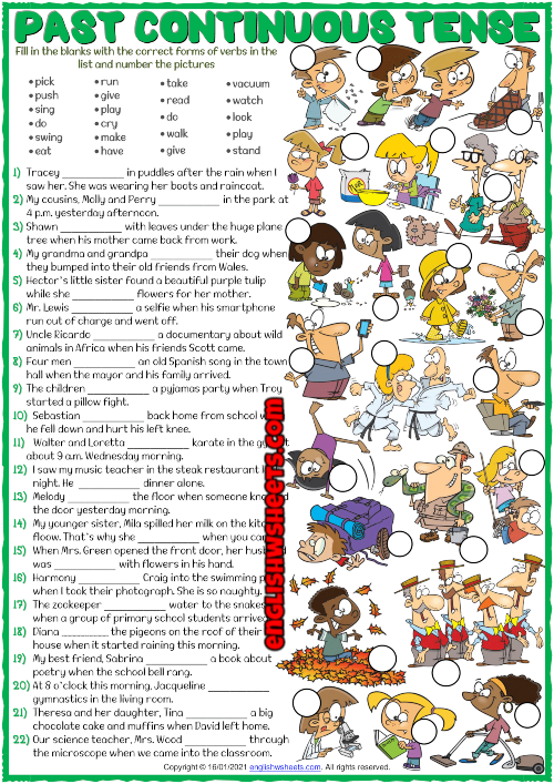 Past Continuous Tense Exercises For Grade 3