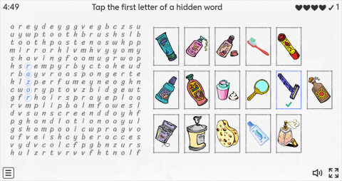 Personal Care Products Interactive Wordsearch Puzzle