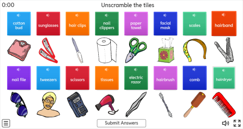 Personal Care Products ESL Unscramble Worksheet