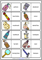Personal Care Products ESL Printable Dominoes Game