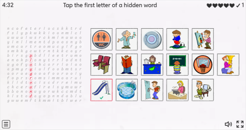 Places at School ESL Interactive Wordsearch Puzzle
