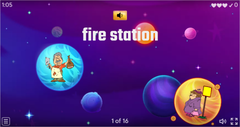 Places In A City ESL Vocabulary Flying Fruit Game