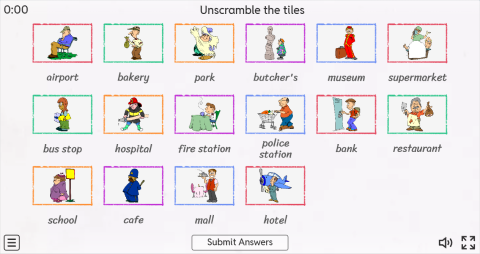Places In A City ESL Interactive Match Up Worksheet