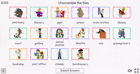 Places In A City ESL Interactive Match Up Worksheet
