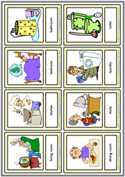 Places in a House ESL Printable Vocabulary Learning Cards