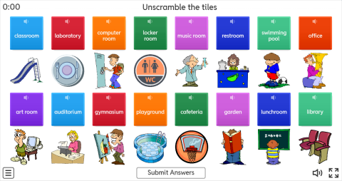 Places at School ESL Interactive Vocabulary Worksheets