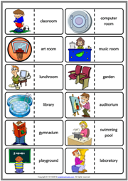 Places at School ESL Vocabulary Worksheets