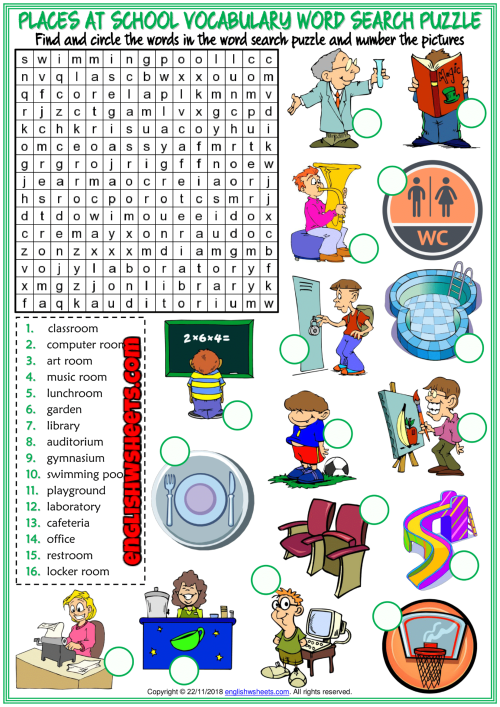 Subjects at School задания. Activities at School задание. Задания на тему School subjects Worksheets for Kids. Places Wordsearch for Kids.