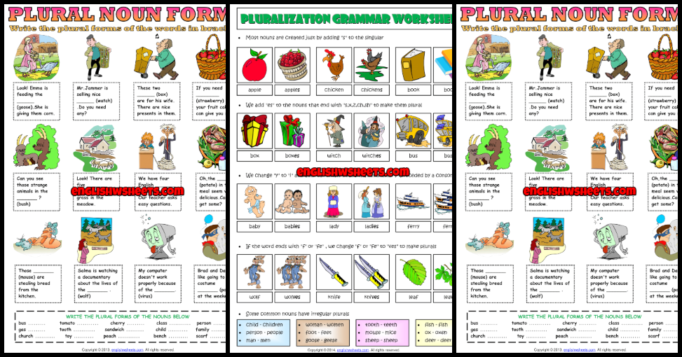 Plural Nouns ESL Printable Worksheets And Exercises
