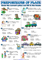 Prepositions Of Place Multiple Choice Exercise Worksheet