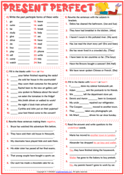 Present Perfect Tense ESL Grammar Exercises Test Worksheet