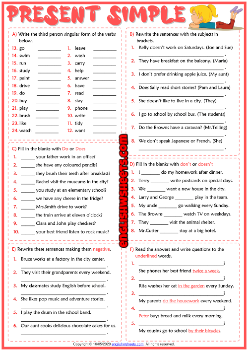 Reading And Questions Worksheet