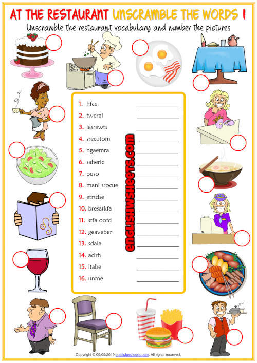 restaurant-vocabulary-esl-unscramble-the-words-worksheets