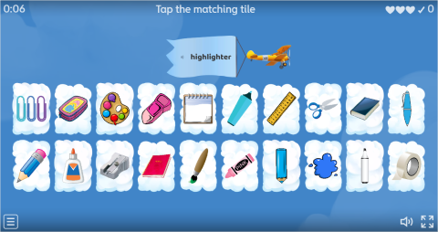 School Supplies Interactive Find The Match Worksheet
