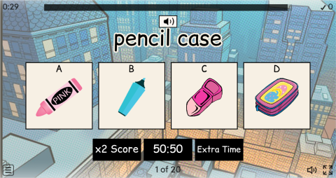 School Supplies ESL Interactive Vocabulary Quiz Show