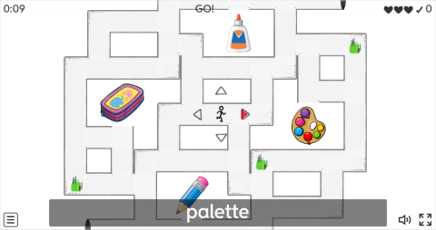 School Supplies ESL Vocabulary Maze Chase Game