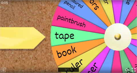 School Supplies Interactive Spin The Wheel Worksheet