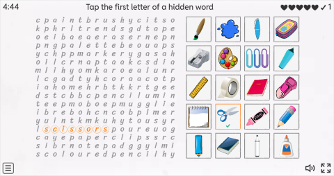 School Supplies ESL Interactive Wordsearch Puzzle