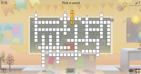 School Supplies ESL Interactive Crossword Puzzle