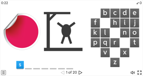 School Supplies ESL Interactive Hangman Game