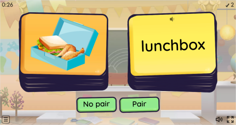 School Supplies ESL Pair or No Pair Worksheet