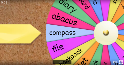 School Supplies Interactive Spin The Wheel Worksheet