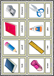 School Supplies ESL Printable Vocabulary Learning Cards