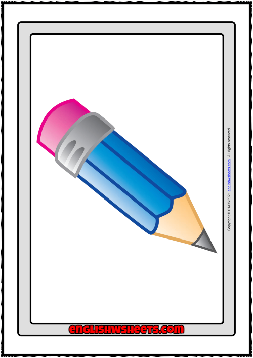 School Supplies ESL Printable Flashcards Without Words