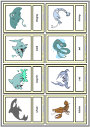 Sea Animals ESL Printable Vocabulary Learning Cards