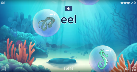 Sea Animals ESL Vocabulary Flying Fruit Game