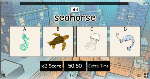 Sea Animals ESL Interactive Vocabulary Quiz Show