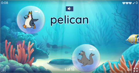Sea Animals ESL Vocabulary Flying Fruit Game