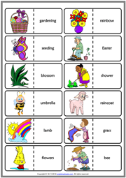 Seasons Vocabulary ESL Printable Dominoes Game
