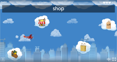 Shopping ESL Vocabulary Airplane Game