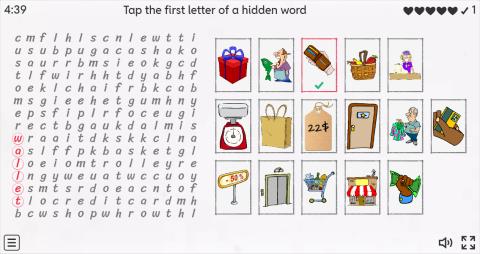 Shopping ESL Interactive Wordsearch Puzzle