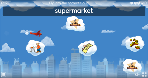 Shopping ESL Vocabulary Airplane Game