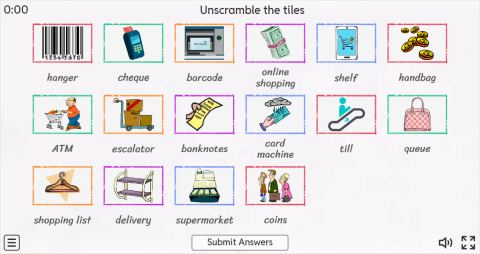 Shopping ESL Interactive Match Up Worksheet