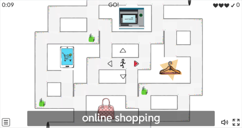 Shopping ESL Vocabulary Maze Chase Game