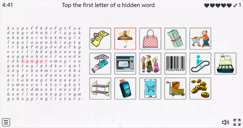 Shopping ESL Interactive Wordsearch Puzzle