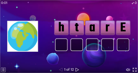 Solar System Vocabulary ESL Interactive Anagram