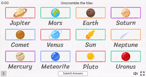 Solar System ESL Interactive Match Up Worksheet